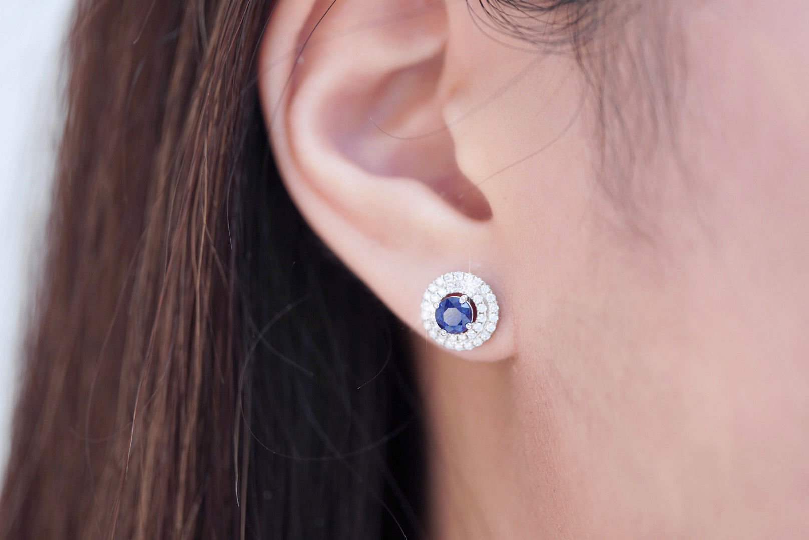 Royal blue sapphire 3-way ear earrings