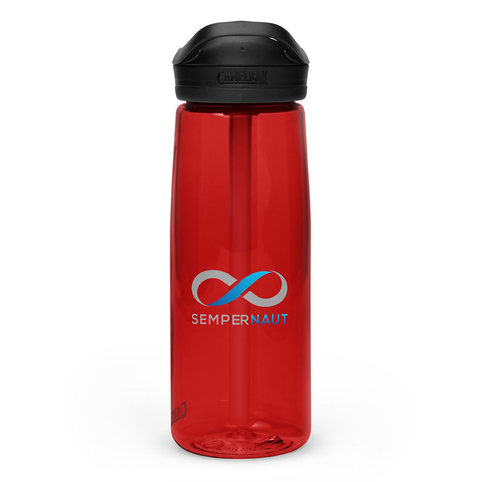 Thumbnail: SEMPERNAUT - Sports water bottle - Blue Ribbon and Text