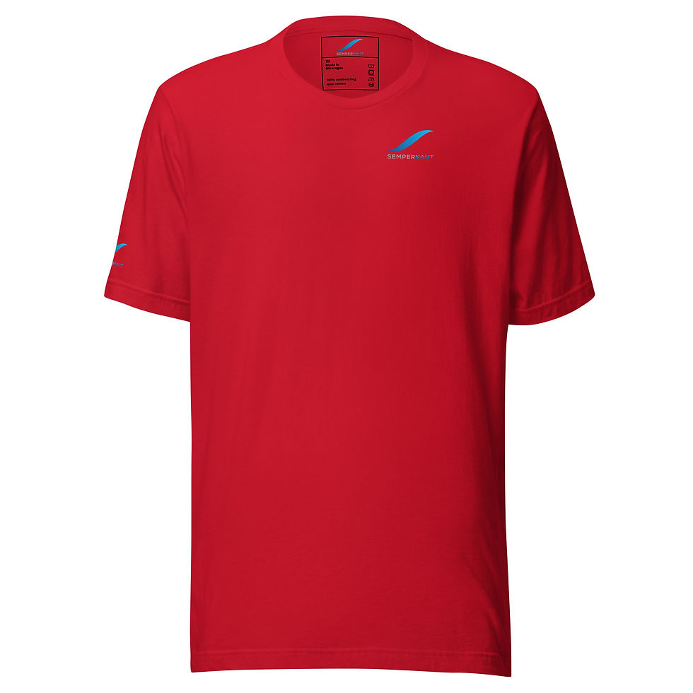 Thumbnail: SEMPERNAUT - Unisex t-shirt - Blue Ribbon and Text