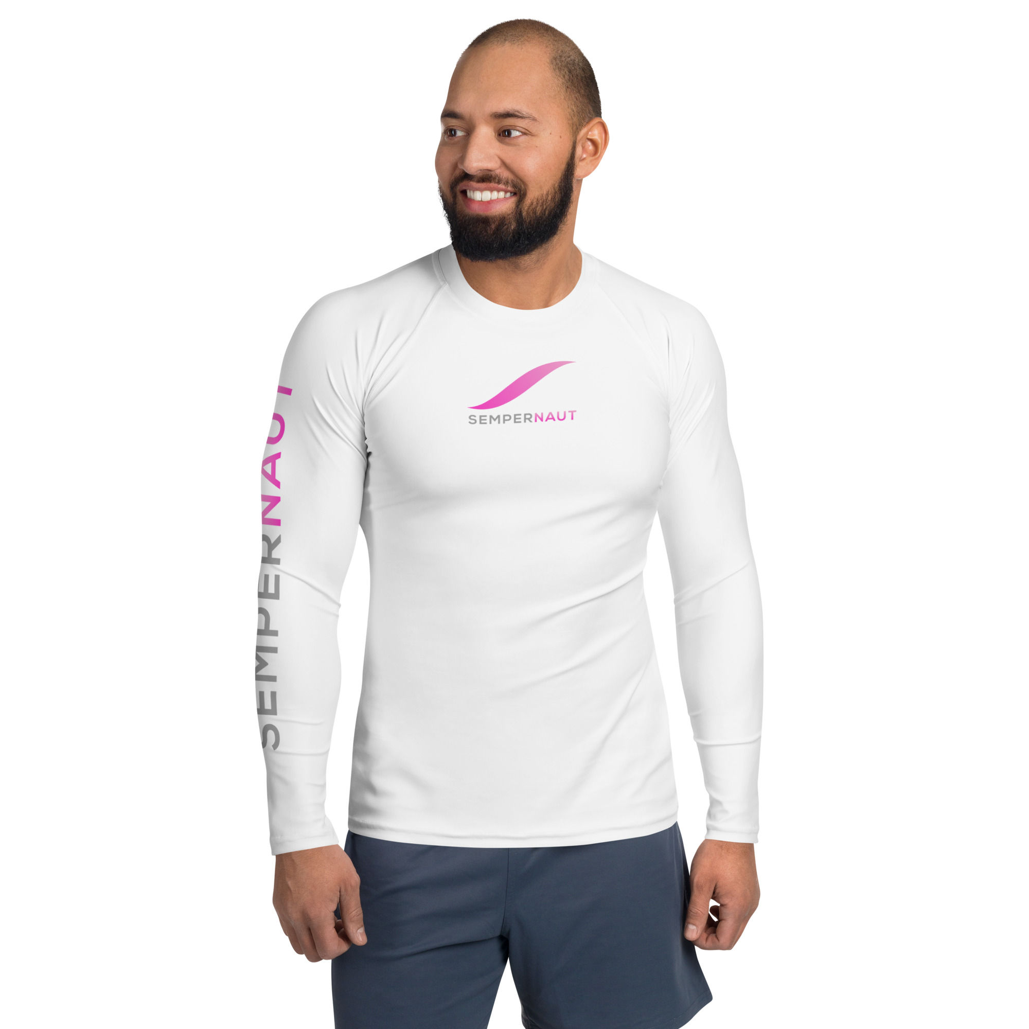 SEMPERNAUT - Men's Rash Guard - Text and Magenta Ribbon