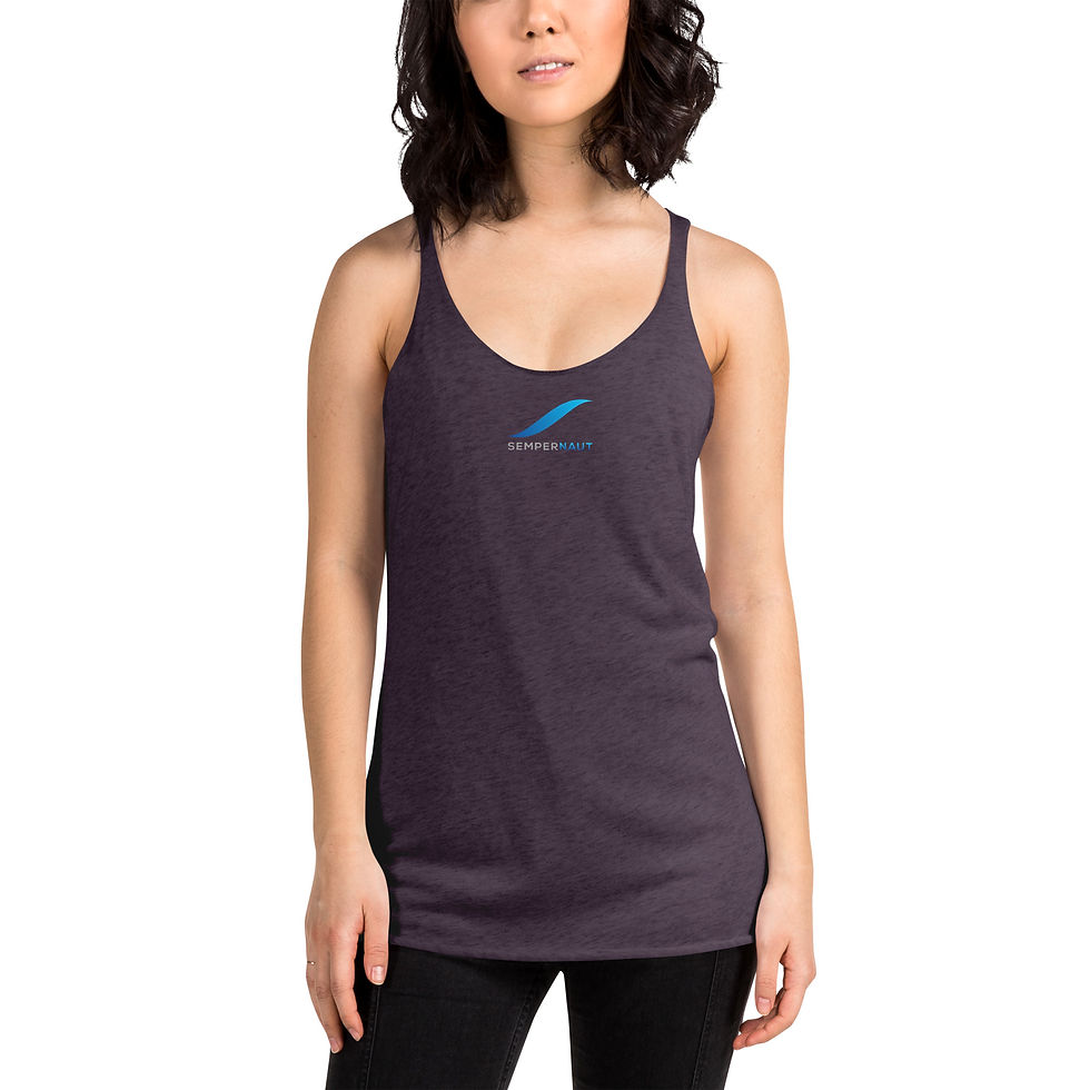 Thumbnail: SEMPERNAUT - Women's Racerback Tank - Blue Ribbon & Text
