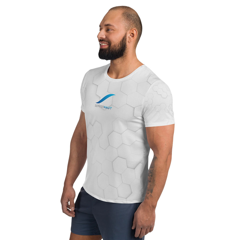 Thumbnail: SEMPERNAUT - All-Over Print Men's Athletic T-shirt - Blue Ribbon - Tube