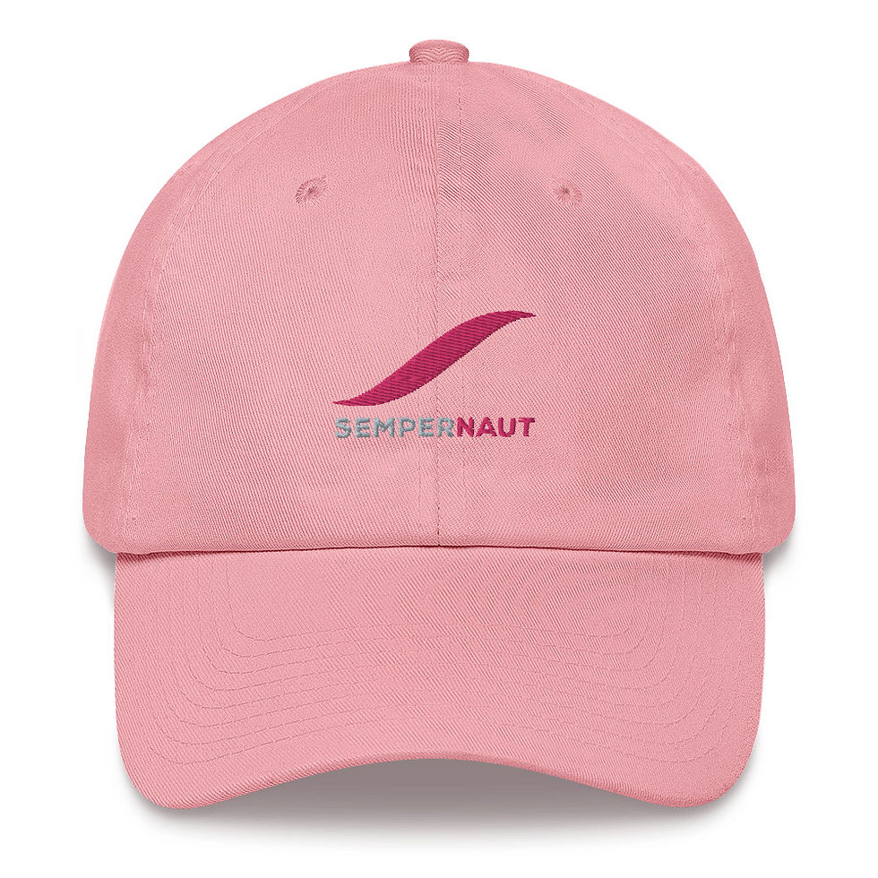 Thumbnail: SEMPERNAUT - Dad hat - Magenta Ribbon & Text