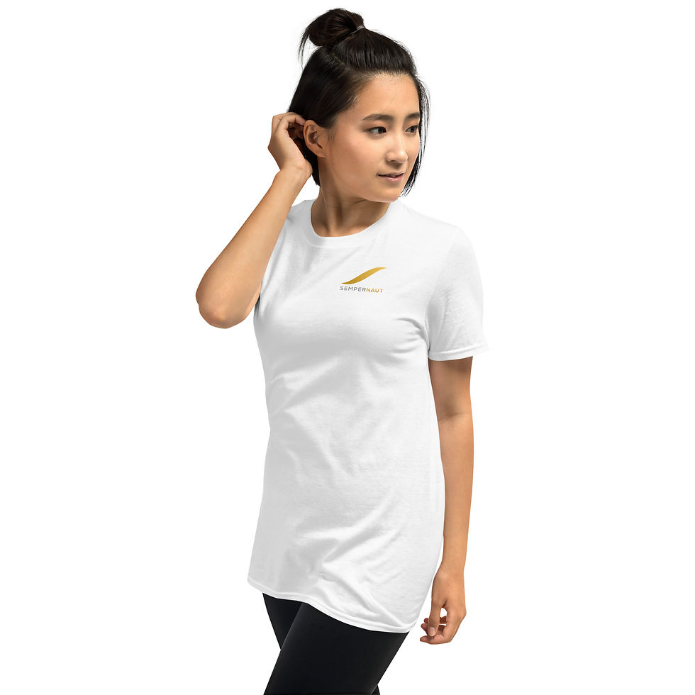 Thumbnail: SEMPERNAUT - Short-Sleeve Unisex T-Shirt - Gold Ribbon & Text