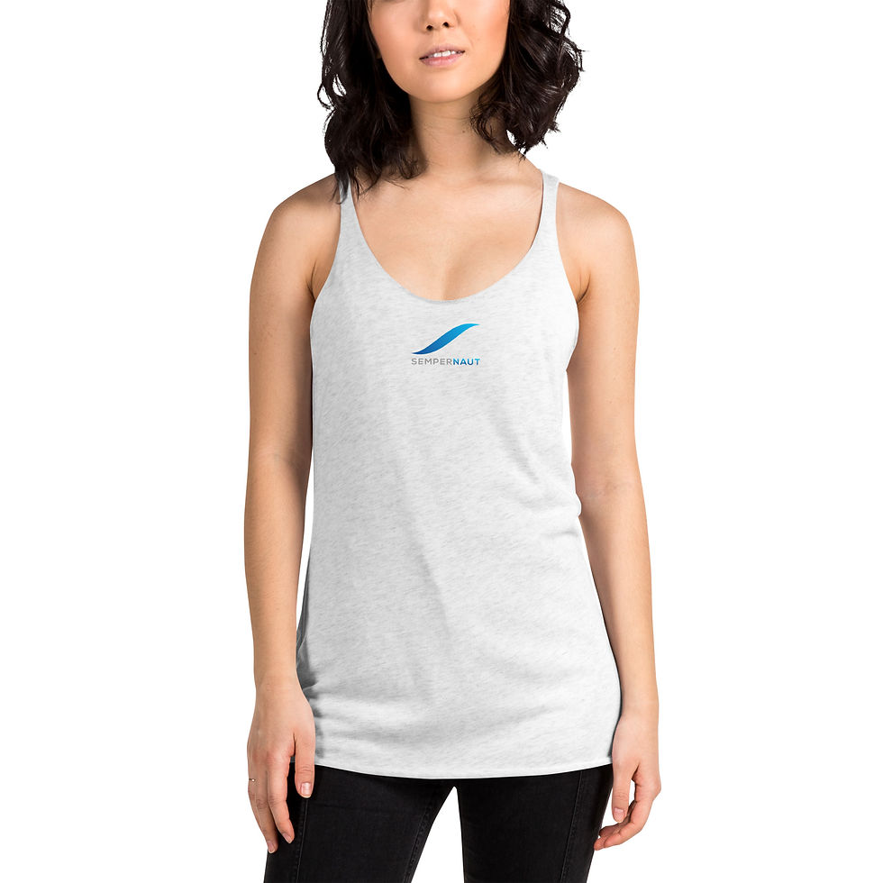 Thumbnail: SEMPERNAUT - Women's Racerback Tank - Blue Ribbon & Text