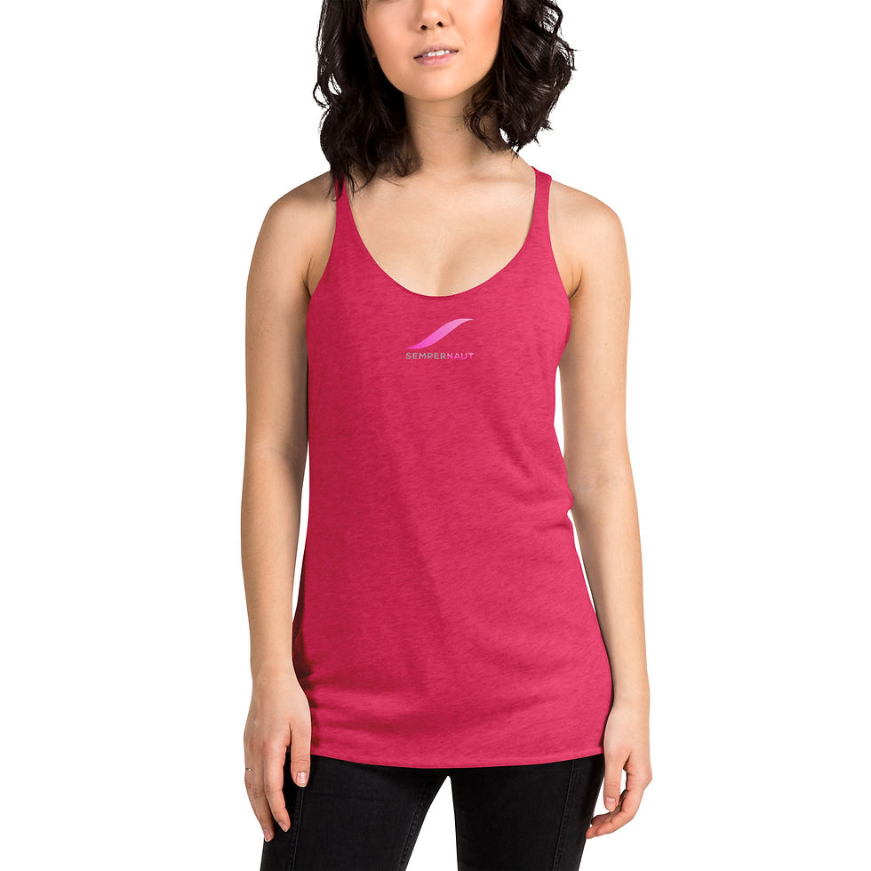 Thumbnail: SEMPERNAUT - Women's Racerback Tank - Magenta Ribbon & Text