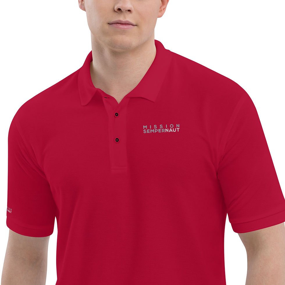 Thumbnail: MISSION SEMPERNAUT - Men's Premium Polo - Text White