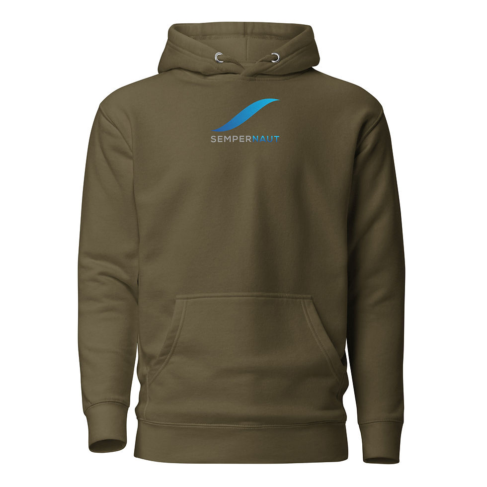 Thumbnail: SEMPERNAUT - Unisex Hoodie - Large Blue Ribbon and Text