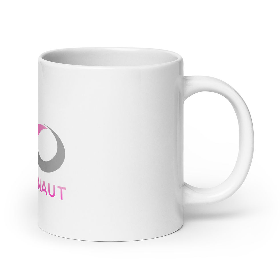 Thumbnail: SEMPERNAUT - White glossy mug - Magenta Ribbon and Text