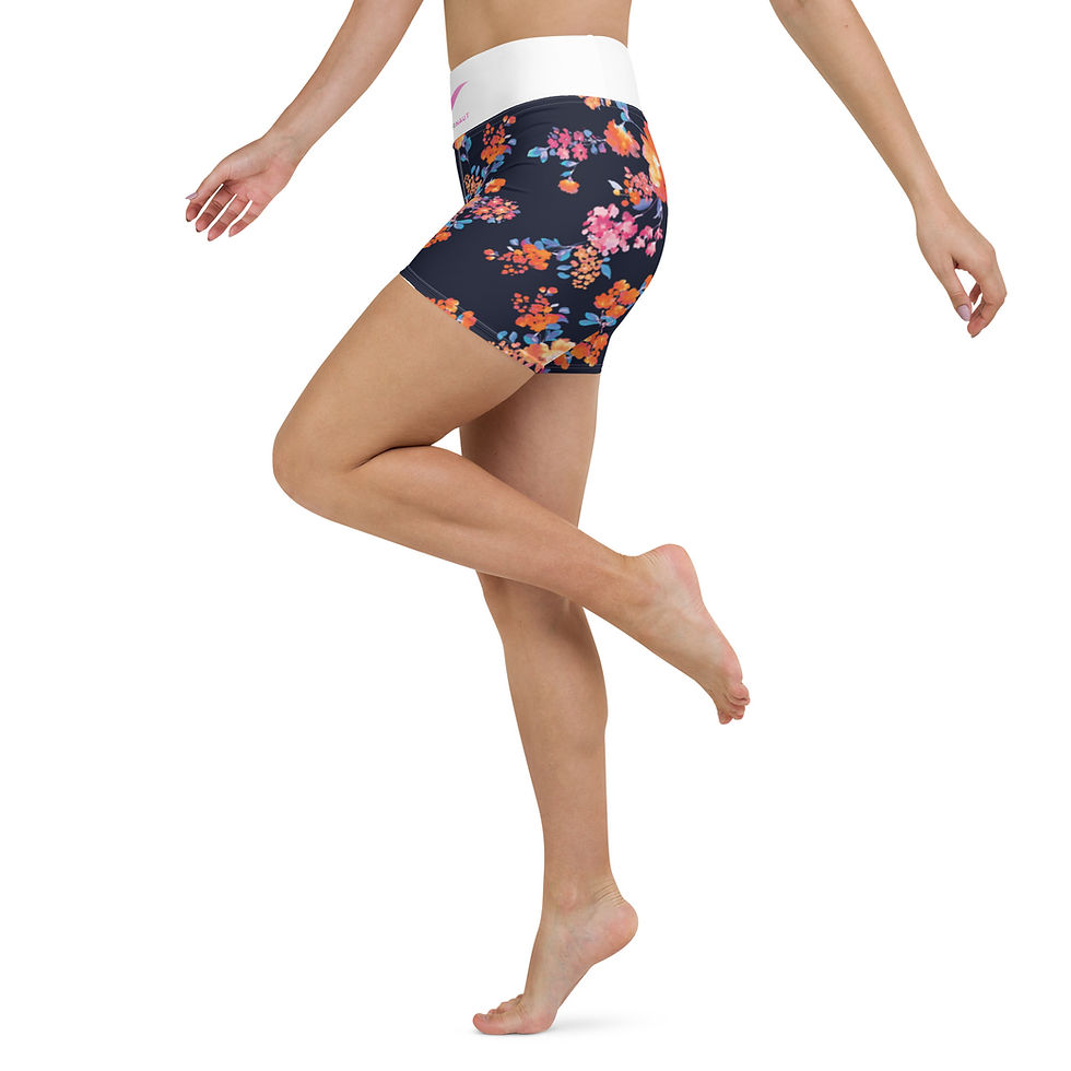 Thumbnail: SEMPERNAUT - Yoga Shorts - Magenta and Dark Flowers