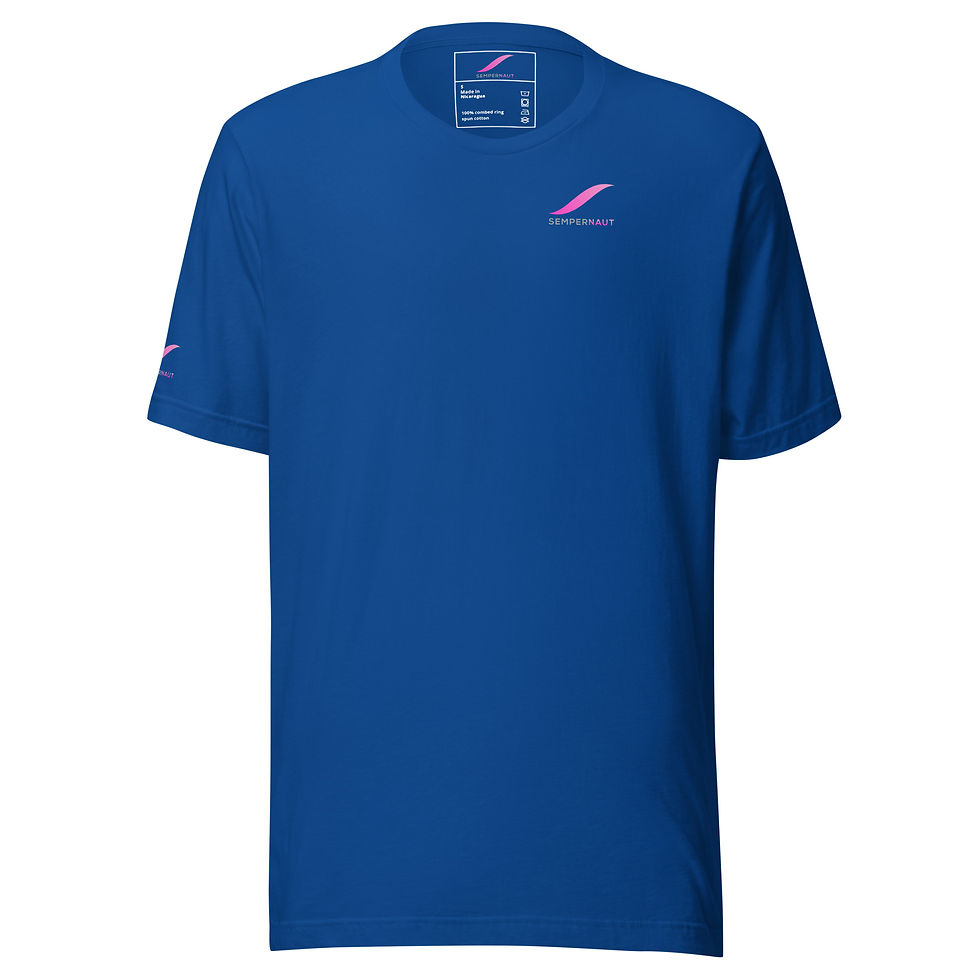 Thumbnail: SEMPERNAUT - Unisex t-shirt - Magenta Ribbon and Text
