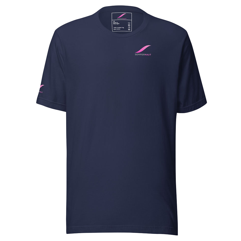 Thumbnail: SEMPERNAUT - Unisex t-shirt - Magenta Ribbon and Text
