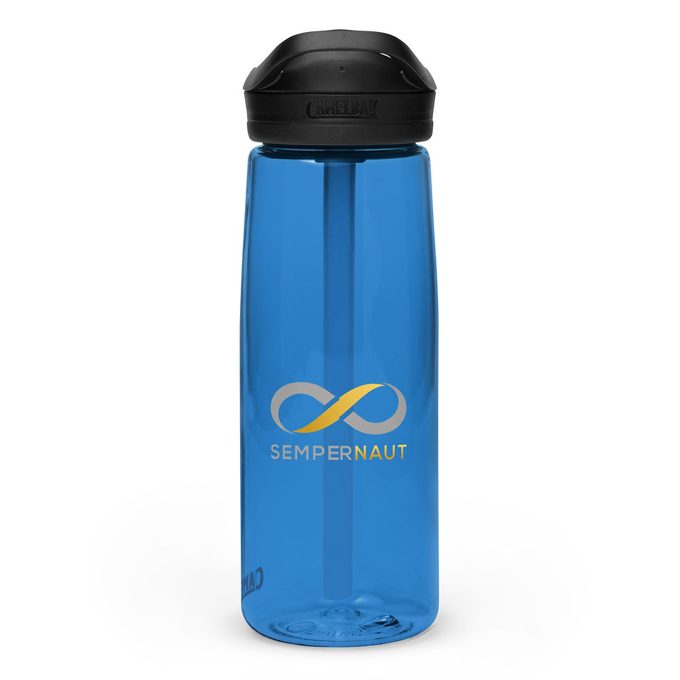 Thumbnail: SEMPERNAUT - Sports water bottle - Gold Ribbon and Text