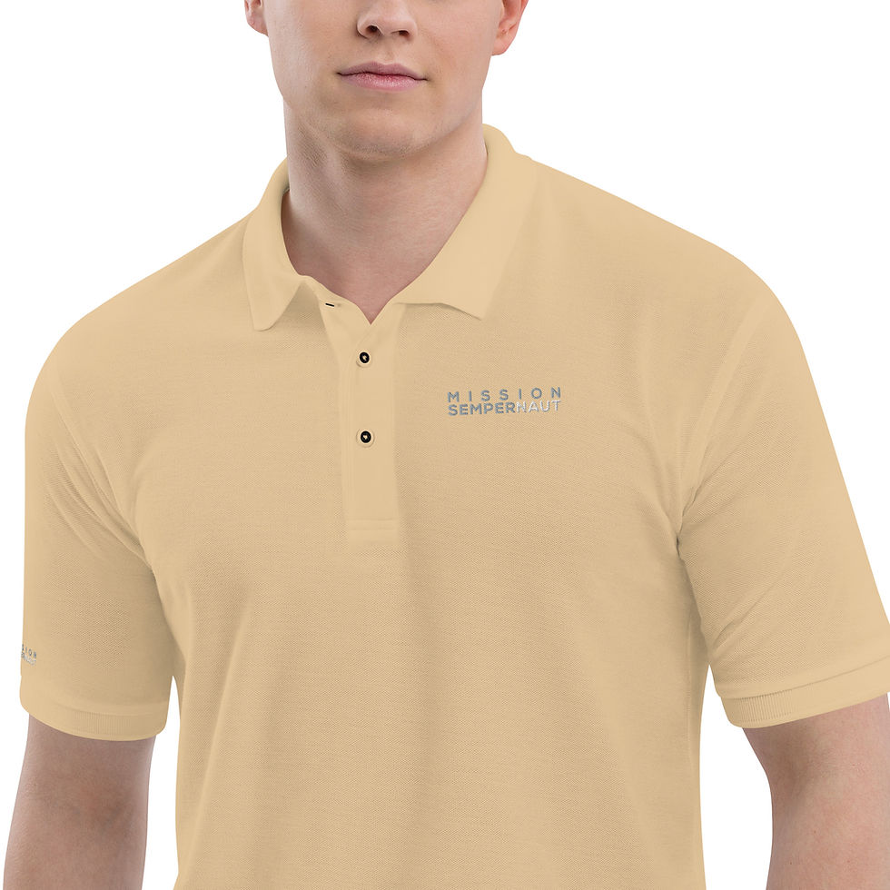 Thumbnail: MISSION SEMPERNAUT - Men's Premium Polo - Text White