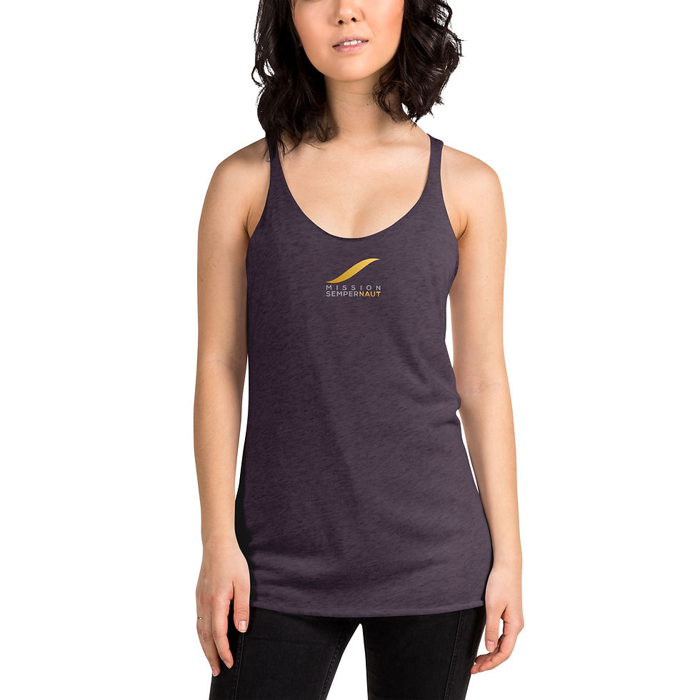 Thumbnail: MISSION SEMPERNAUT - Women's Racerback Tank - Gold Ribbon & Text
