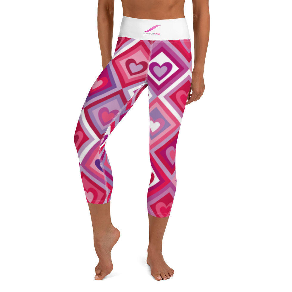 Thumbnail: SEMPERNAUT - Yoga Capri Leggings - Magenta and Hearts