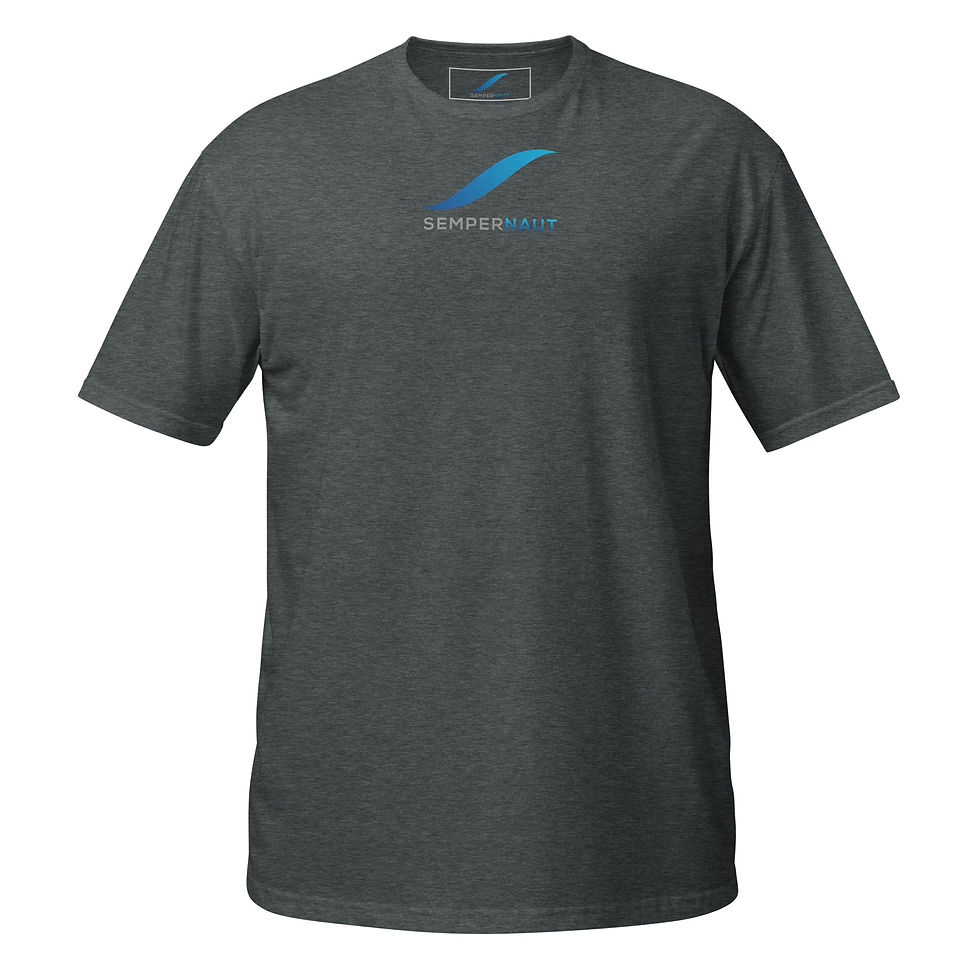 Thumbnail: SEMPERNAUT - Short-Sleeve Unisex T-Shirt - Large Blue Ribbon and Text