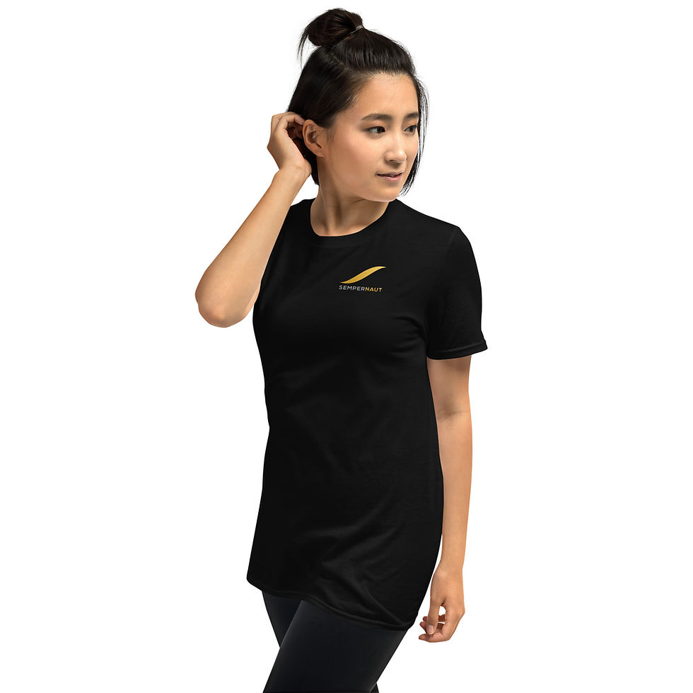 Thumbnail: SEMPERNAUT - Short-Sleeve Unisex T-Shirt - Gold Ribbon & Text