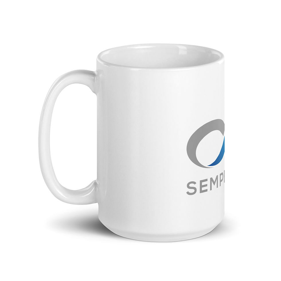 Thumbnail: SEMPERNAUT - White glossy mug - Blue Ribbon and Text