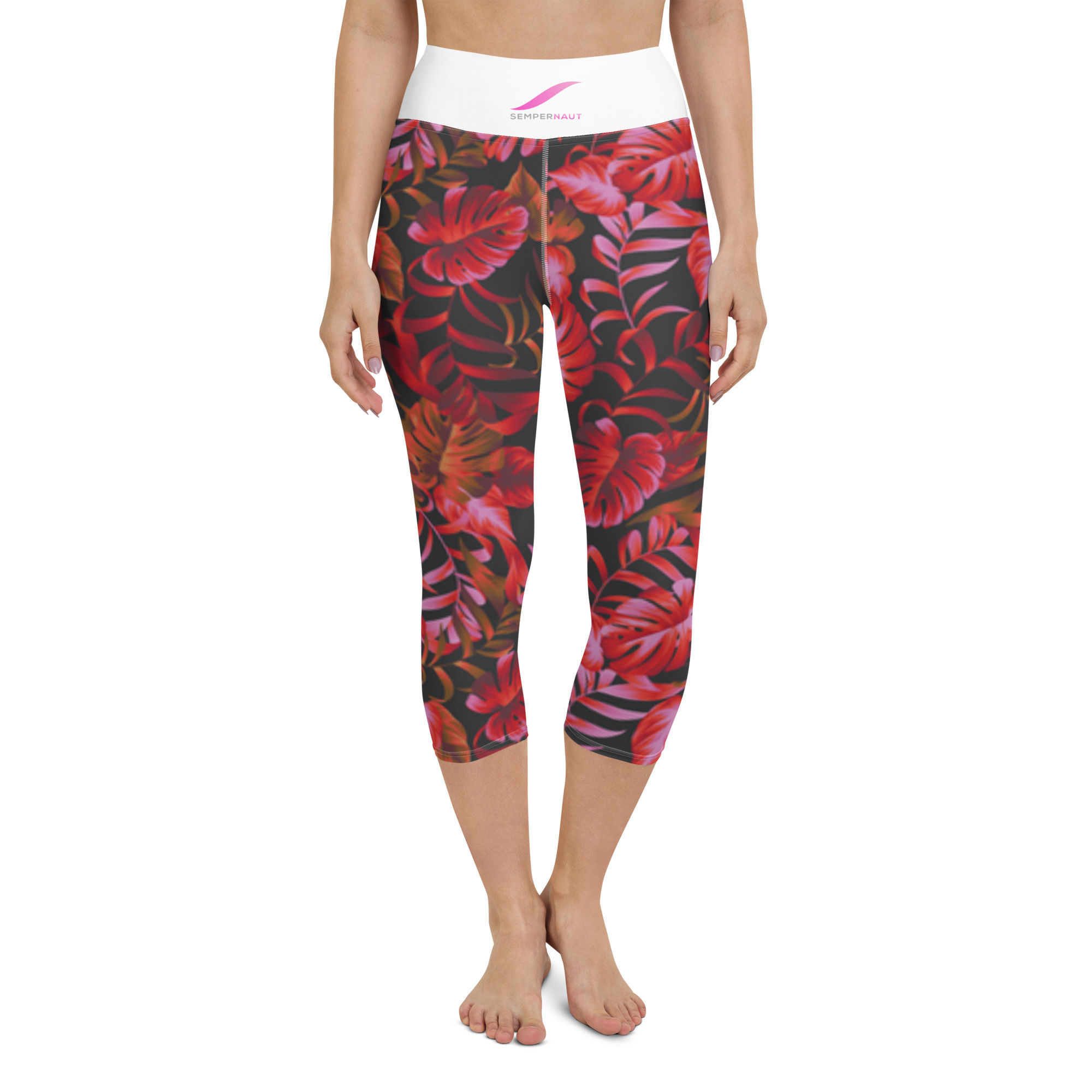 SEMPERNAUT - Yoga Capri Leggings - Magenta and Hawaiian