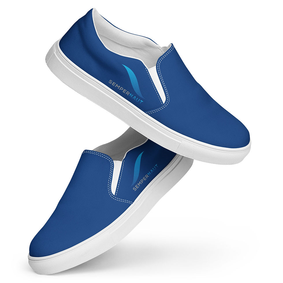 SEMPERNAUT - Men’s slip-on canvas shoes - Blue with Blue Ribbon