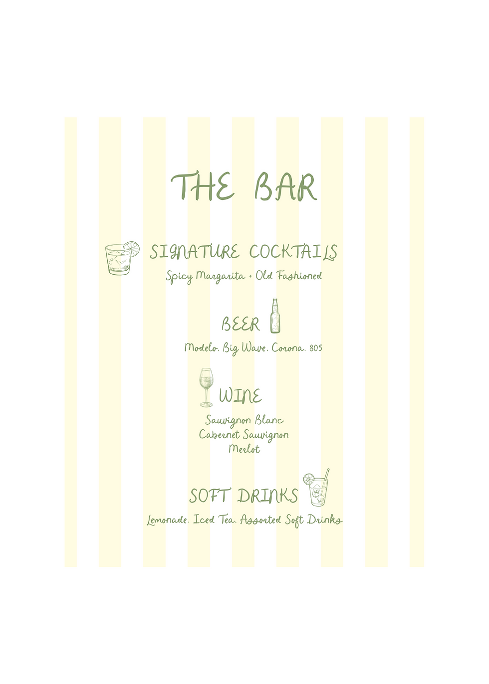 Striped Bar Menu