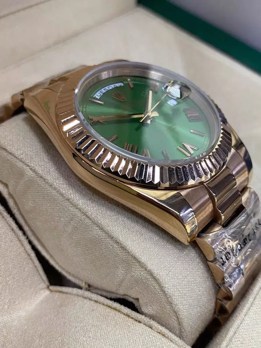 Miniatura: Relogio Rolex Daydate Rose Gold Fundo Verde Com Caixa Manual