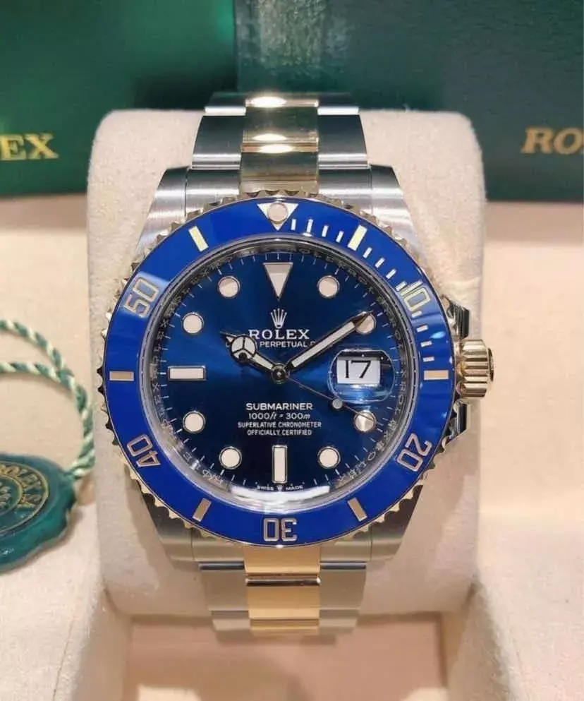 Miniatura: Relógio Rolex Submariner Misto Azul Com Caixa Manual