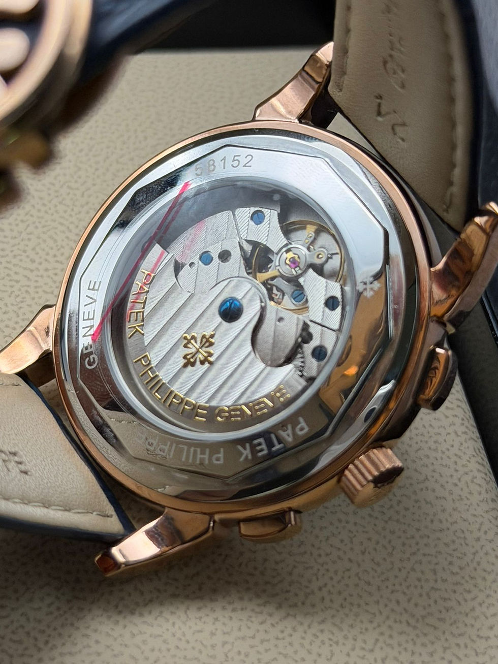 Miniatura: Relógio Masculino Luxo  Patek Philippe Azul Rose Gold Cronógrafo Moonphase Calen