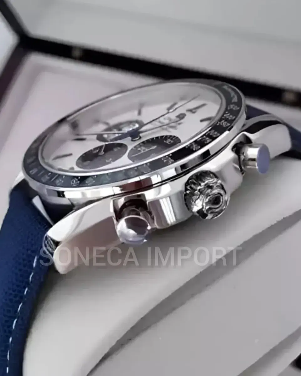 Miniatura: Relógio Omg Speed Silver Snoopy Super Eta Foguete Se Move Azul Azul Branco