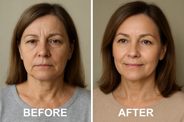 Before and After illustration - anti wrinkle cream