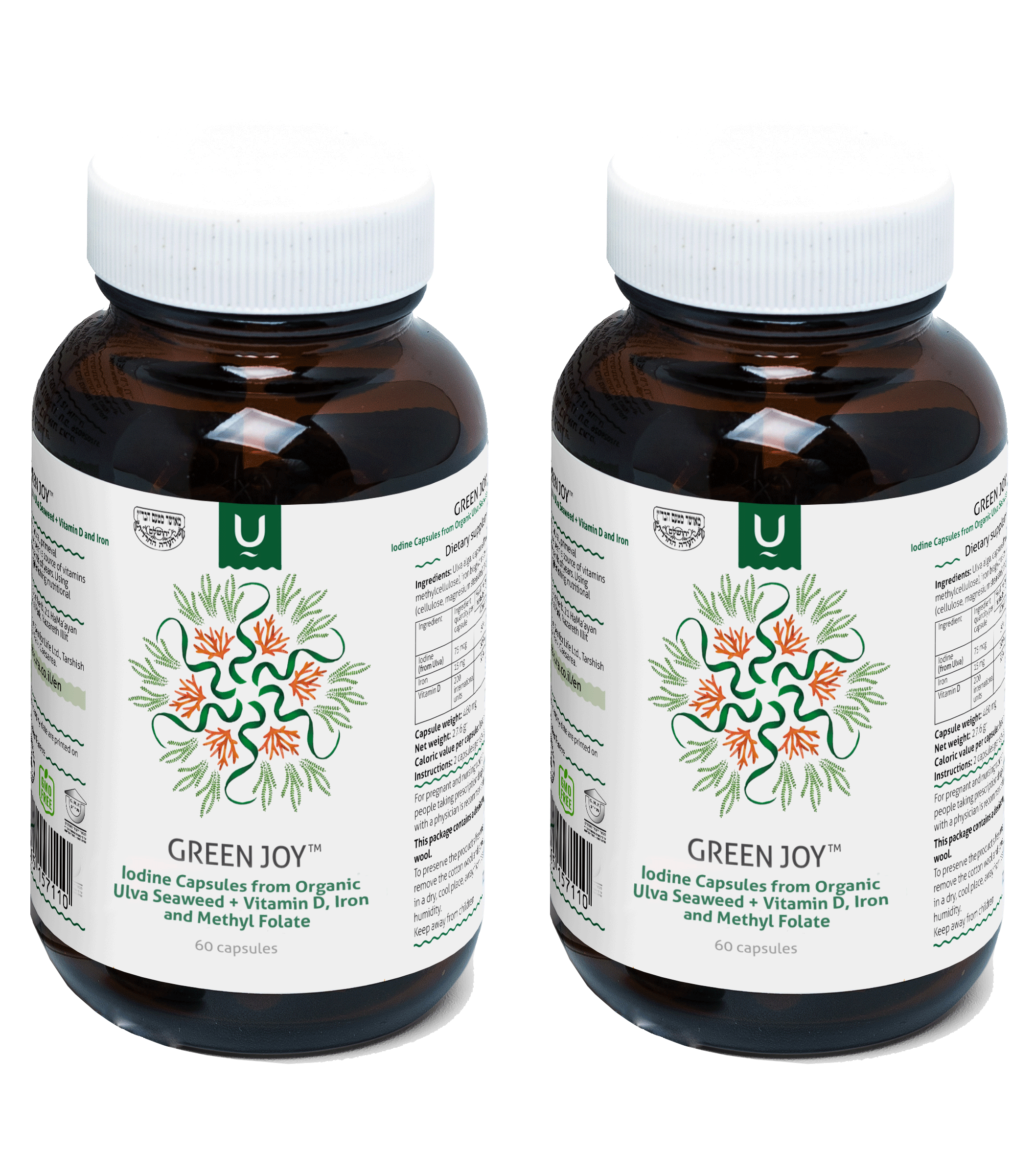 Folic Acid | Iodine | Prenatal Natural Supplement | Green Joy 120 Capsules