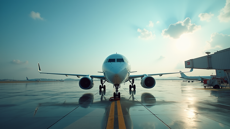 Vista panorámica de un shuttle moderno estacionado en el aeropuerto de Cancún