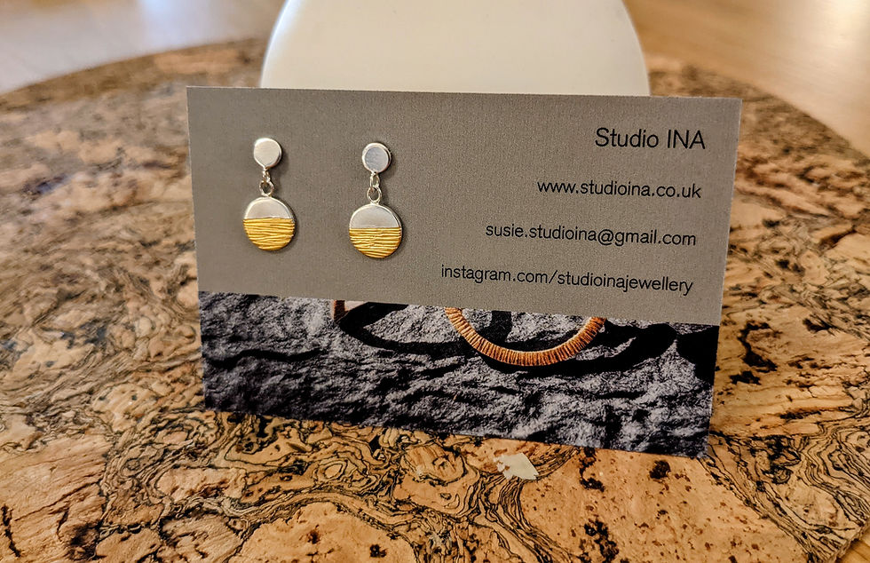 Thumbnail: Silver and Gold Dot Drop Earrings