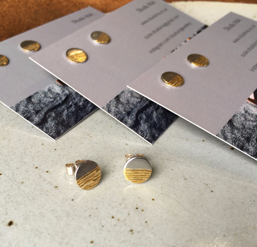 Thumbnail: Silver and Gold Dot Stud Earrings
