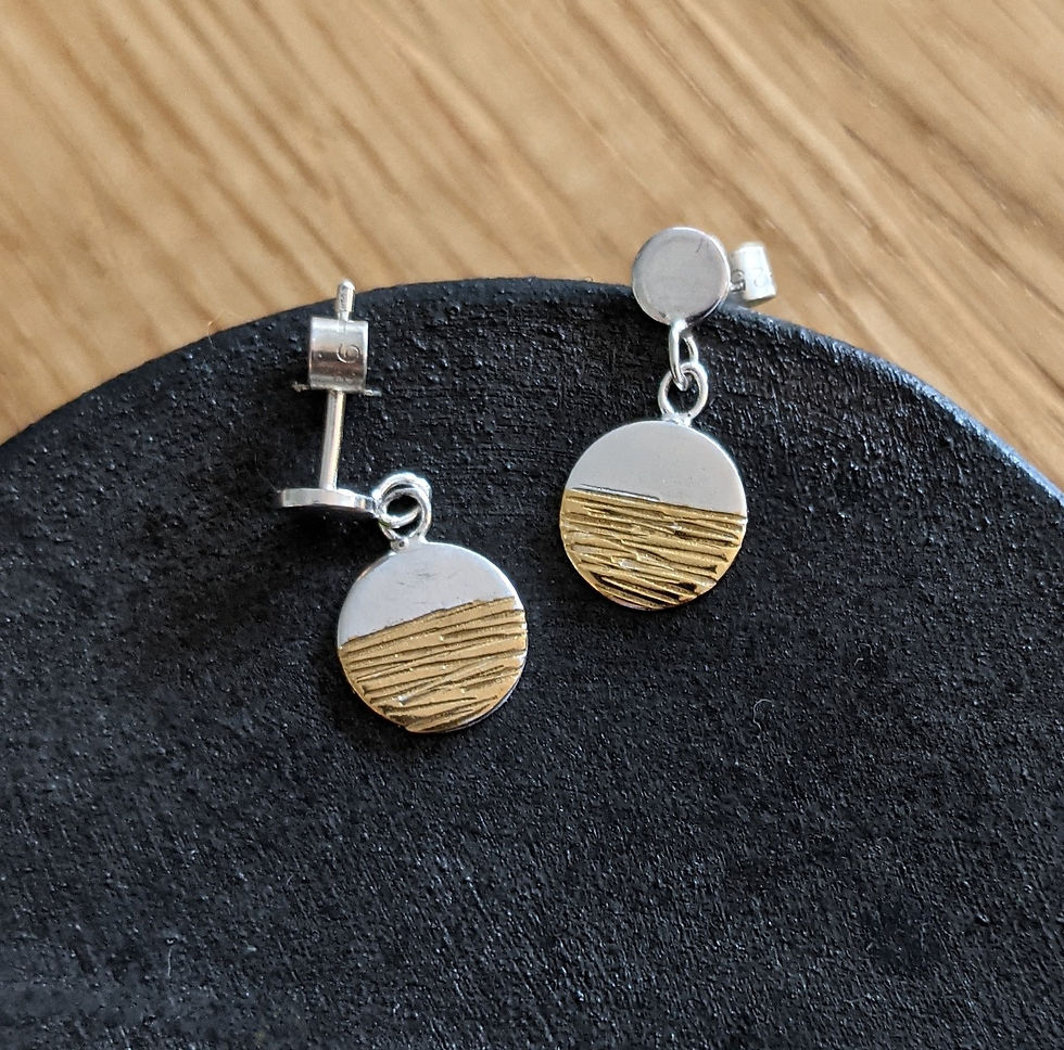 Thumbnail: Silver and Gold Dot Drop Earrings