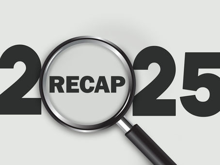 Graphic reading “2025 Recap” with a magnifying glass highlighting the word recap, representing reflection and review.