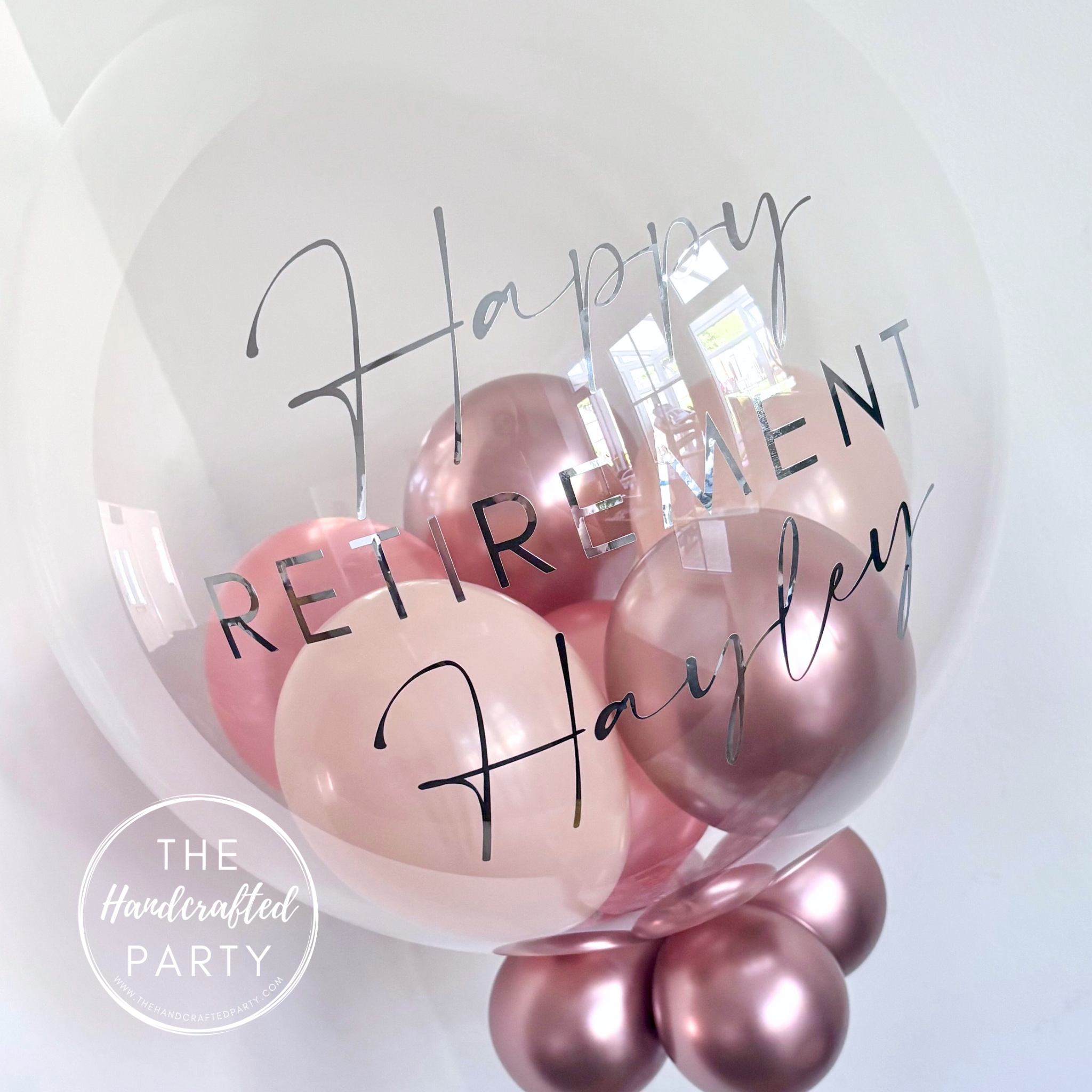 Small Retirement Rose Gold & Silver Bubble Balloon