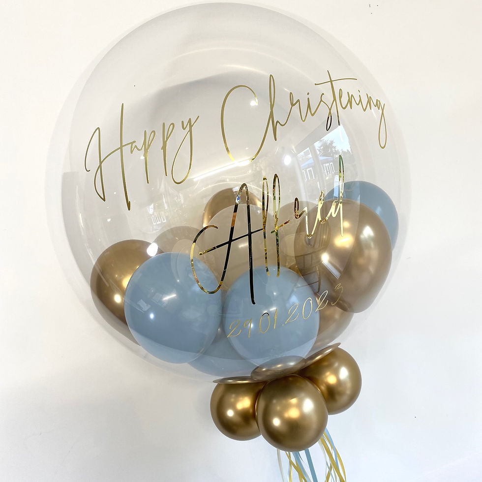 Thumbnail: Large Christening Personalised Blue/Neutral Bubble Balloon