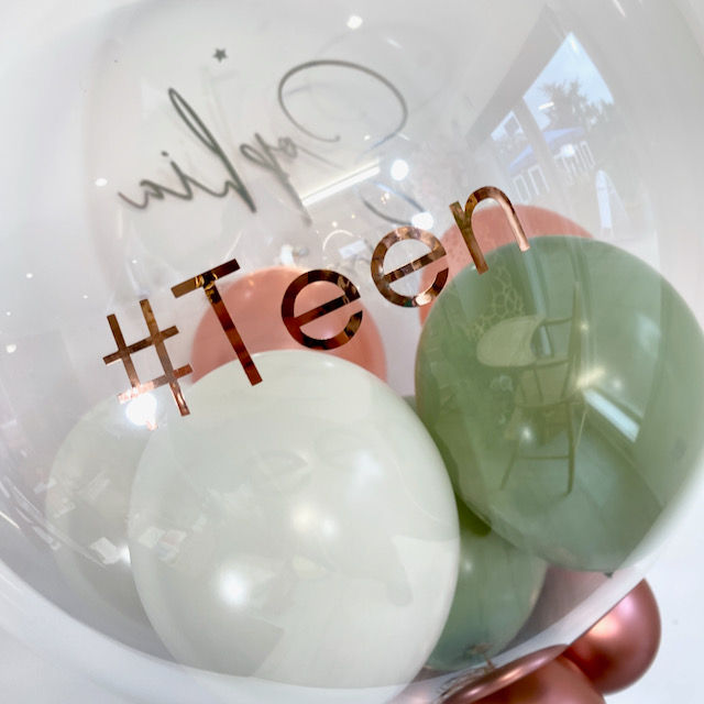 Thumbnail: Small Rose Gold Teen Personalised Bubble Balloon