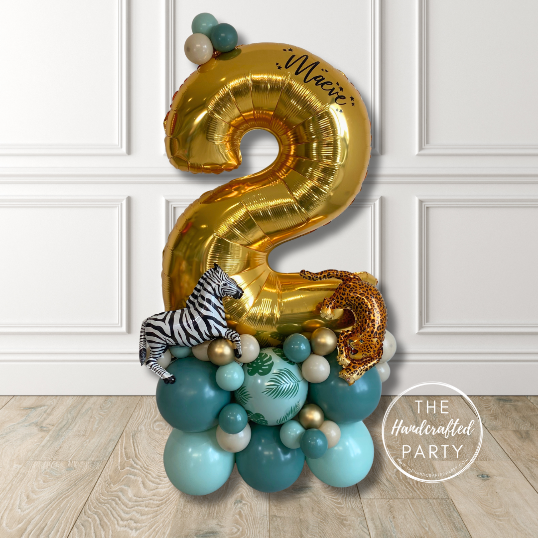 Two Wild Jungle Safari Themed Number Stack, Gold & Green