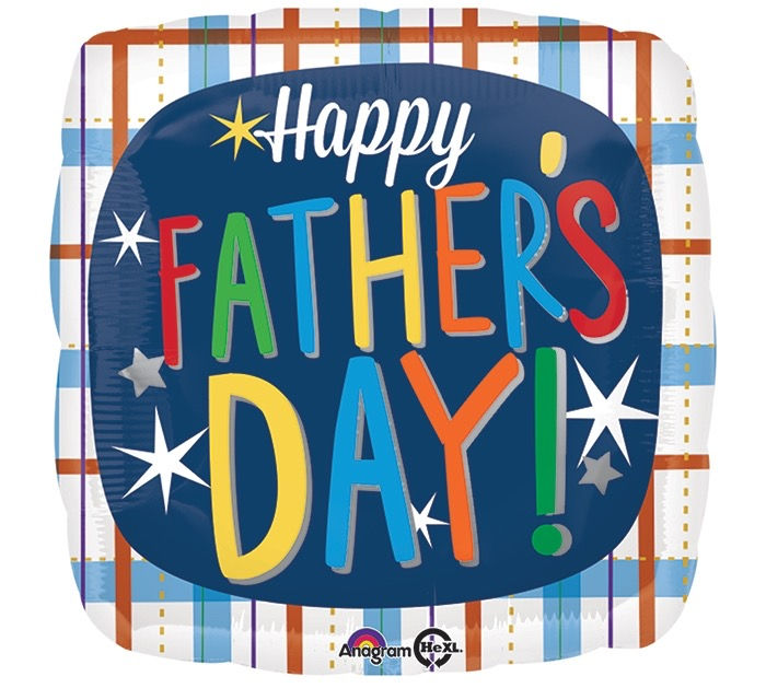 18 Inch Square Happy Fathers Day, Checked Background