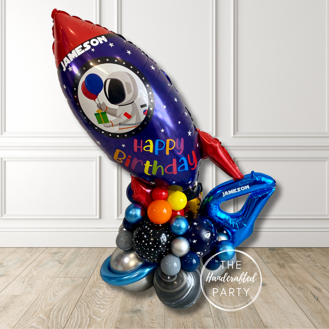 Space Rocket Themed Balloon Stack