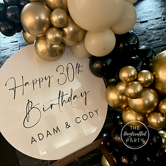 Easel and Sign with Garland - Black, Sand and Gold 2 WM.png