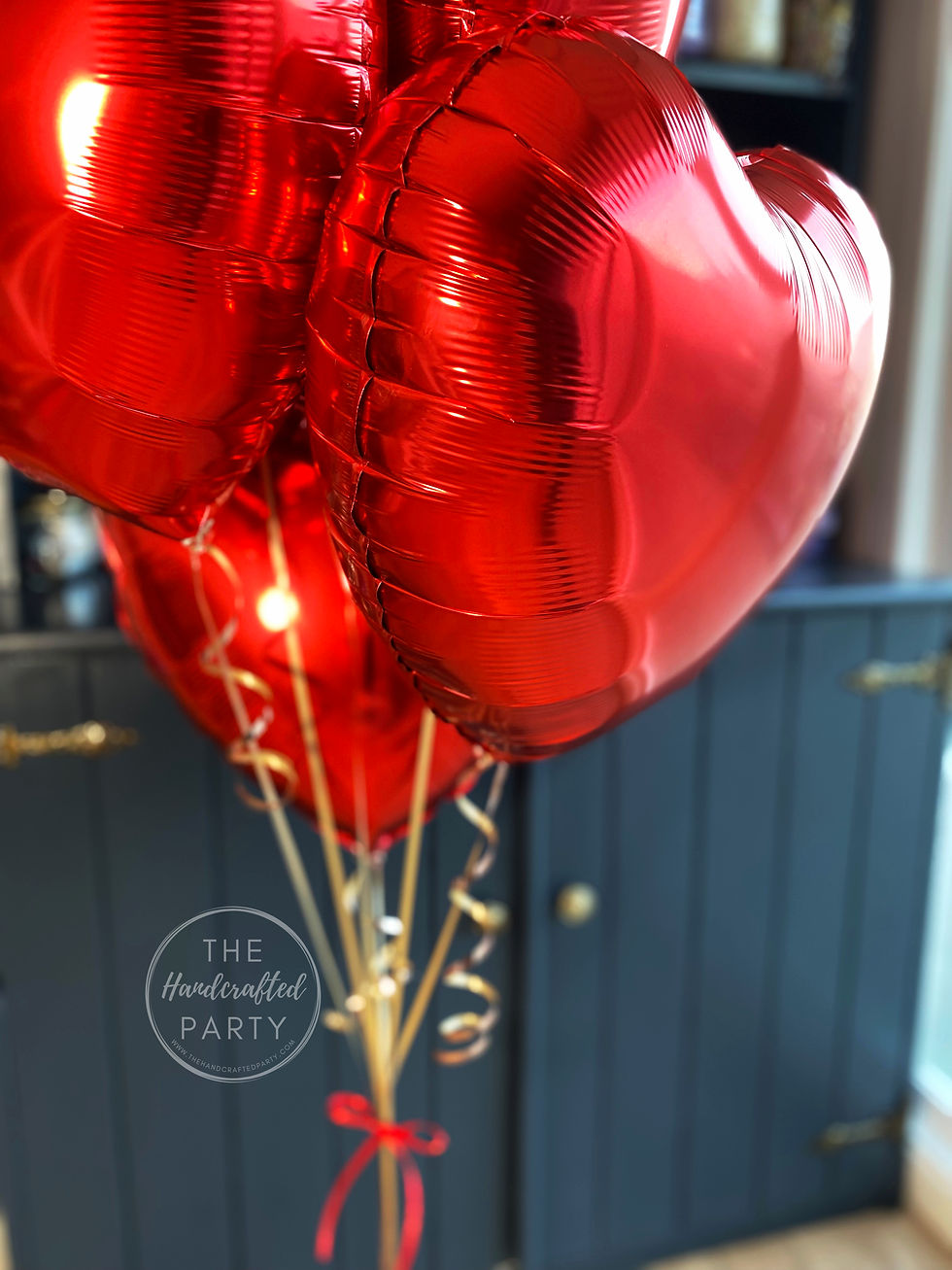 Thumbnail: Half a Dozen Red Hearts Foil Balloon Bouquet