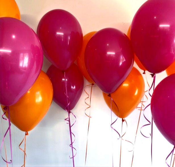Thumbnail: 3 Latex Balloon Bunch in Hot Pink & Orange