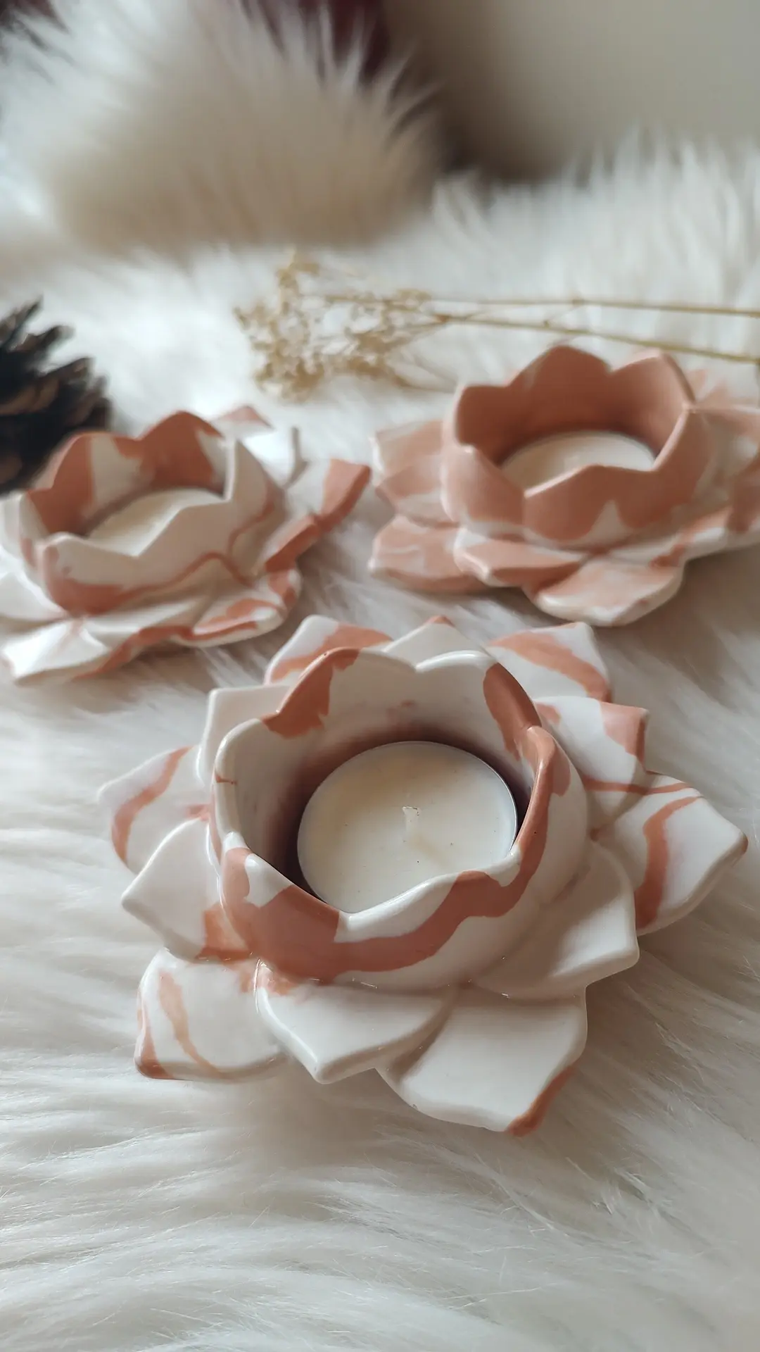 Bougeoir lotus en Jesmonite 