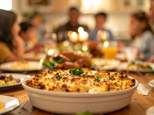 at the table with food for holiday