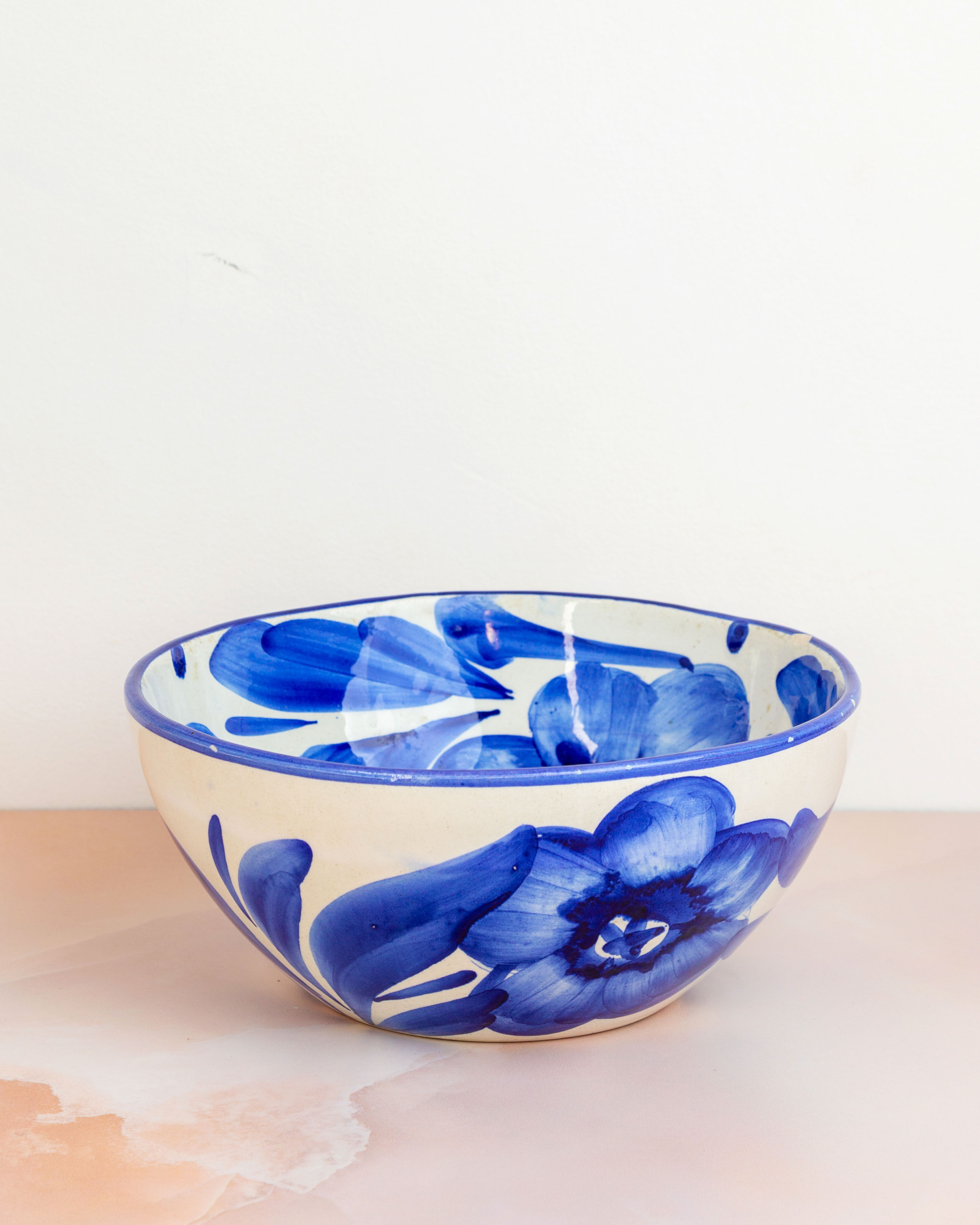 Hand Painted Floral Salad Bowl