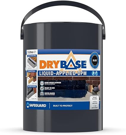 Drybase Black Liquid Damp-Proof Membrane 5 L – Quick-Dry Waterproof Coating